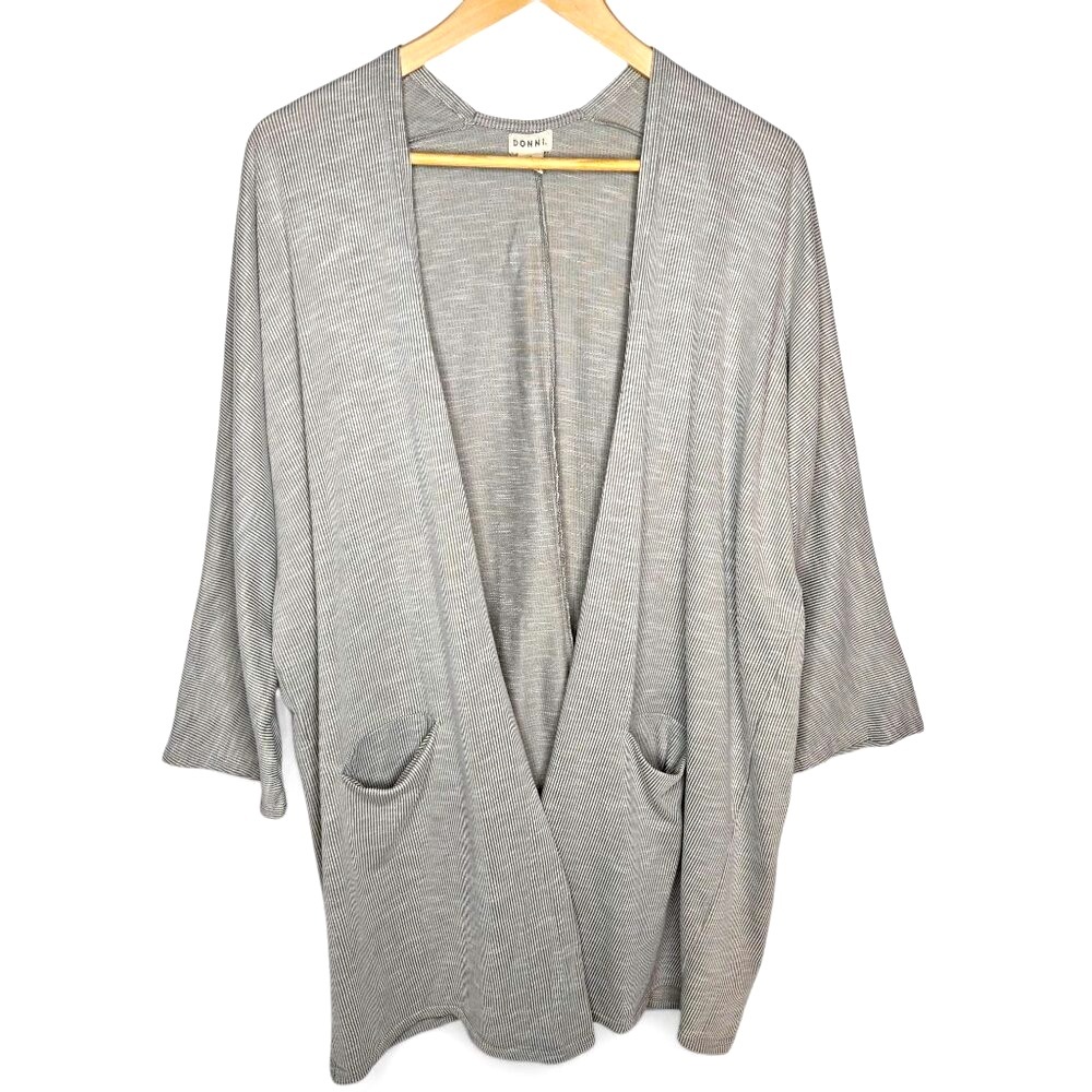 Donni Duster Cardigan Women's Striped Open Front Everyday Loungewear Light OS